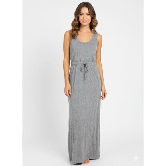 J.Crew Heather Gray Sleeveless Tie Waist Maxi Dress Casual Peppy Effortless Chic - Picture 12 of 16